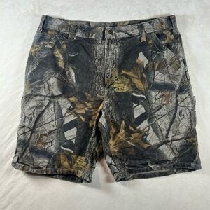 Vintage B191 CMO Carhartt RealTree 38W Carpenter Shorts Duck Canvas Camo VTG